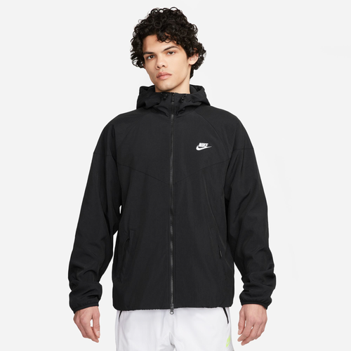 Shop Nike Mens  Water Resistant Woven Winter Hooded Jacket In White/black