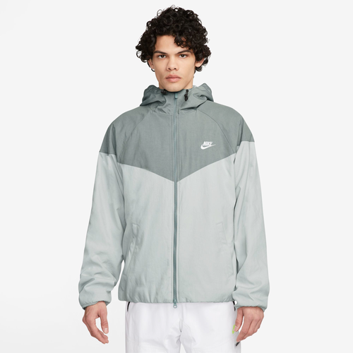 Nike Mens  Water Resistant Woven Winter Hooded Jacket In Light Silver/mica