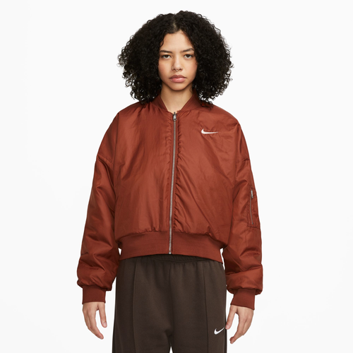 

Nike Womens Nike NSW Faux Fur Bomber - Womens Guava/Orange Size S