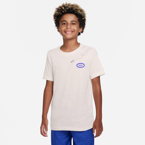 

Nike Boys Nike NSW SS T-Shirt - Boys' Grade School Beige/Blue Size S