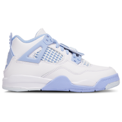 Girls' Preschool - Jordan Retro 4 TPU - Aluminum/White/Blue Tint