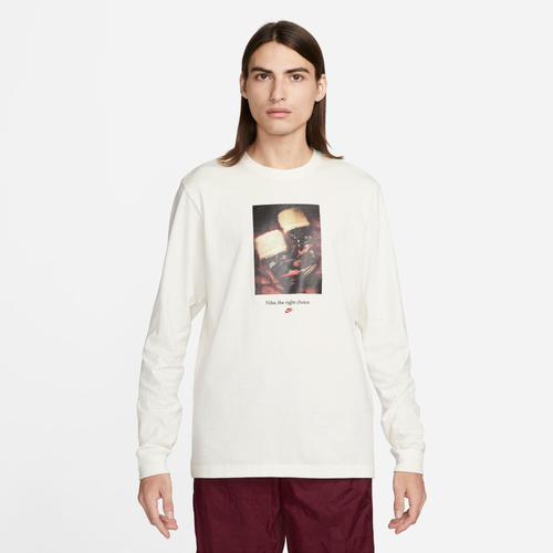

Nike Mens Nike Long Sleeve Holiday T-Shirt - Mens Beige/Black Size S