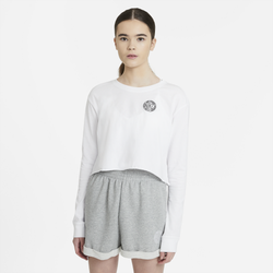 Women's - Nike Femme 2 Long Sleeve Cropped T-Shirt - White/Grey