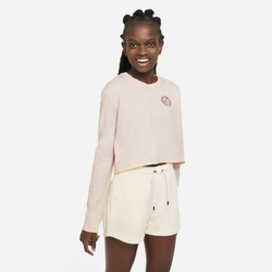 Women's - Nike Femme 2 Long Sleeve Cropped T-Shirt - Orange/Grey