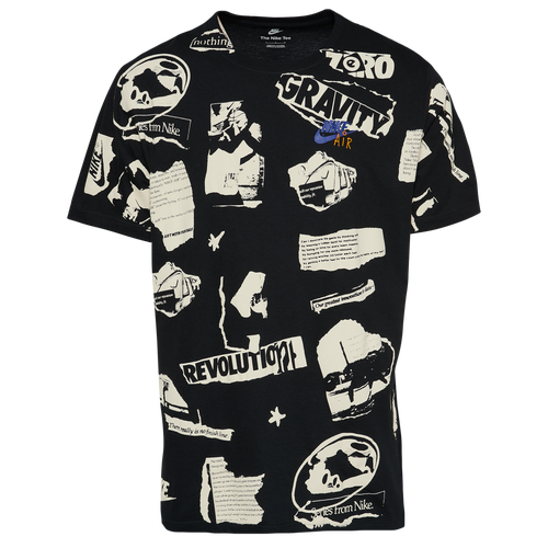 

Nike Mens Nike Legacy All Over Print T-Shirt - Mens Black/Beige Size M