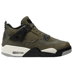 Boys' Grade School - Jordan Retro 4 - Medium Olive/Pale Vanilla/Cargo Khaki