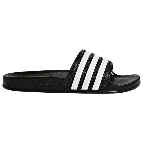 Shop Adidas Originals Adilette Slides In Core Black/white/silver