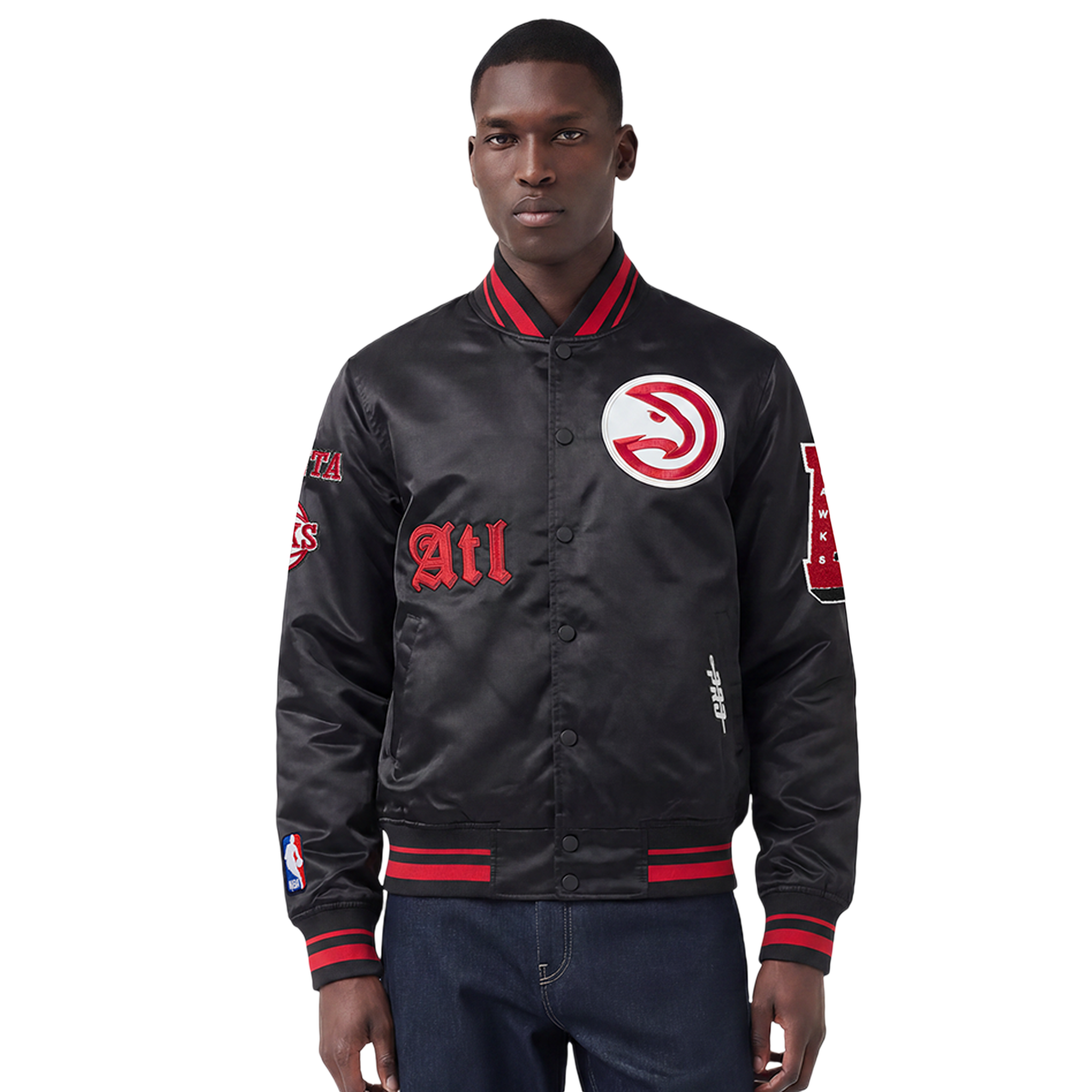Pro Standard Atlanta Hawks Old English Rib Satin Jacket - Men's