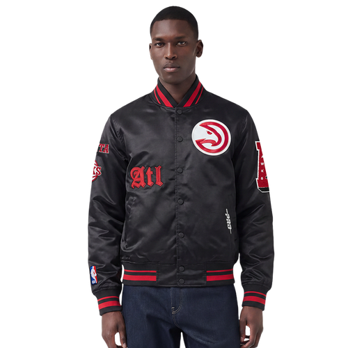 Pro Standard Mens Atlanta Hawks Old English Rib Satin Jacket In Red/black/black