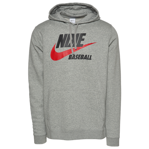 

Nike Mens Nike Club Fleece Futura Baseball Hoodie - Mens Dark Grey Heather/Black Size M