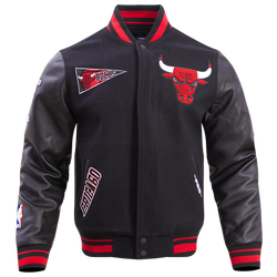 Men's - Pro Standard Chicago Bulls Retro Classic Wool Varsity Jacket - Black/Black/Red