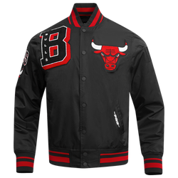 Men's - Pro Standard Chicago Bulls Mash Up Rib Satin Jacket - Black/Black/Red