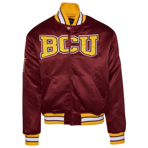 

Campus Remix Mens Campus Remix Bethune Cookman University Satin Jacket - Mens Maroon/Gold Size M