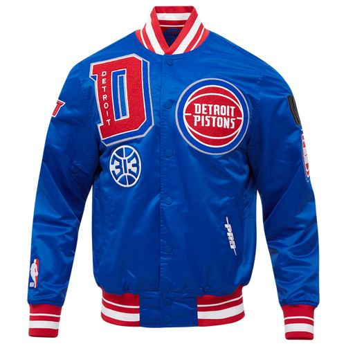  - Pro Standard Detroit Pistons Mash Up Rib Satin Jacket - Royal Blue/Red