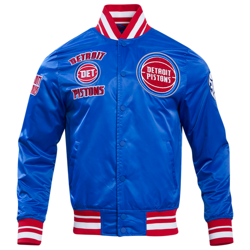  - Pro Standard Detroit Pistons Retro Classic Rib Satin Jacket - Red/Royal Blue