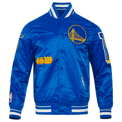  - Pro Standard Golden State Warriors Old English Satin Jacket - Royal Blue