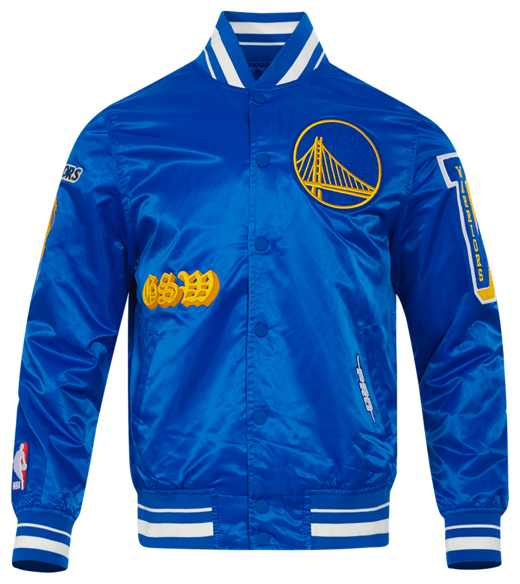 Pro Standard Golden State Warriors Old English Satin Jacket - Men's