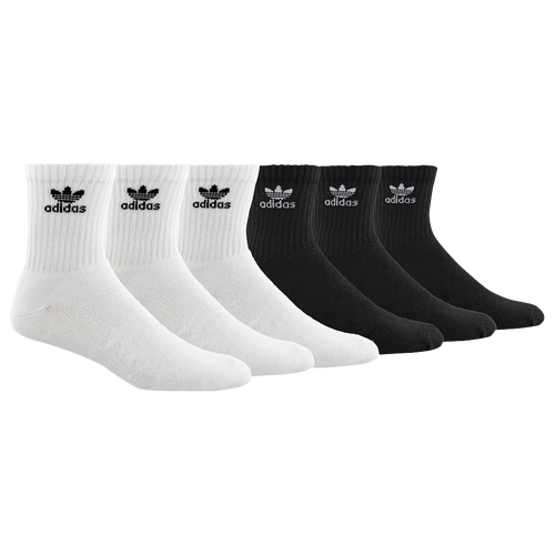 

adidas Originals Mens adidas Originals Trefoil Cushioned Quarter Socks 6-Pack - Mens Black/White Size L