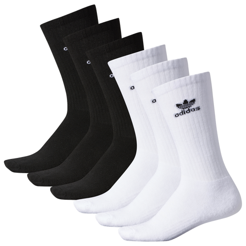 

adidas Originals Mens adidas Originals Trefoil 6 Pack Crew Socks - Mens Black/White Size L