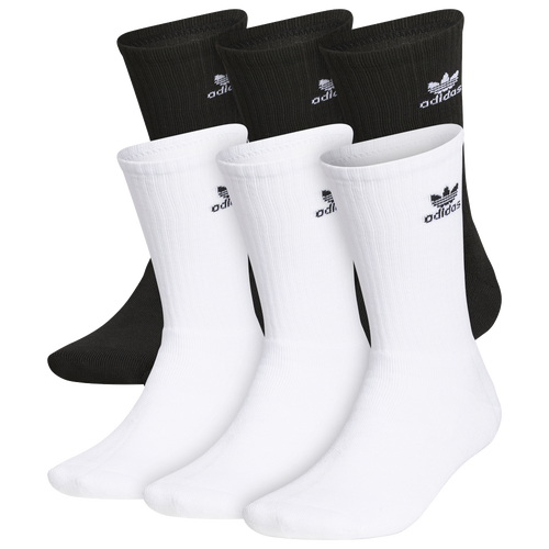 MENS - adidas Originals Trefoil Cushioned Crew 6-Pack - Black/White