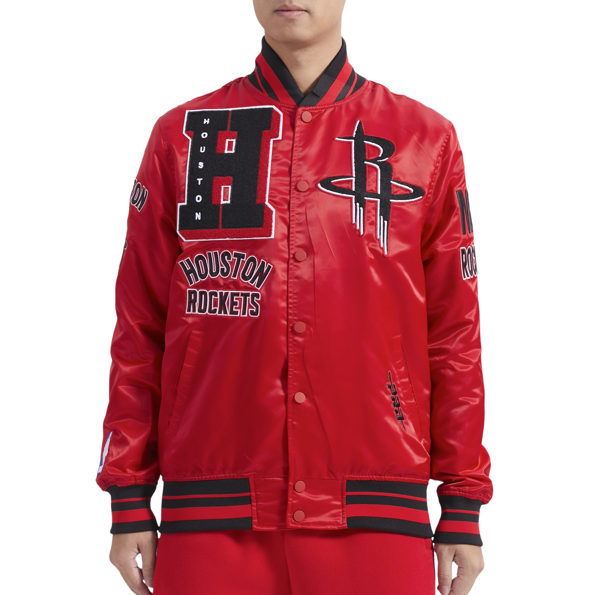 Pro Standard Houston Rockets Mash Up M Rib Satin Jacket - Men's