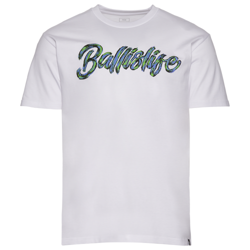 MENS - Ball Is Life Script S/S T-Shirt - White/Blue
