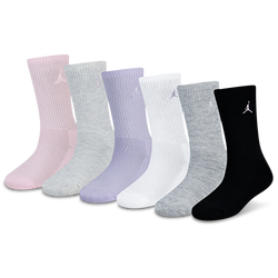Girls' Grade School - Jordan Everyday Essentials 6 Pack Crew Socks - Pink Foam/White/Purple