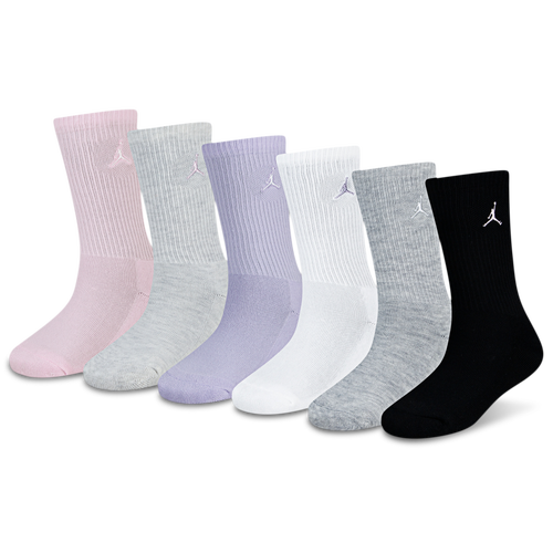  - Jordan Everyday Essentials 6 Pack Crew Socks - White/Pink Foam Purple