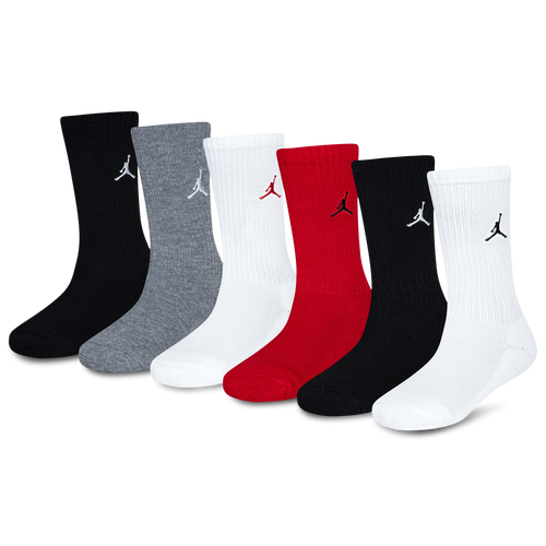  - Jordan Everyday Essentials 6 Pack Crew Socks - Black/White Gym Red