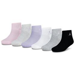 Girls' Grade School - Jordan Everyday Essentials 6 Pack Quarter Socks - Pink Foam/White/Purple