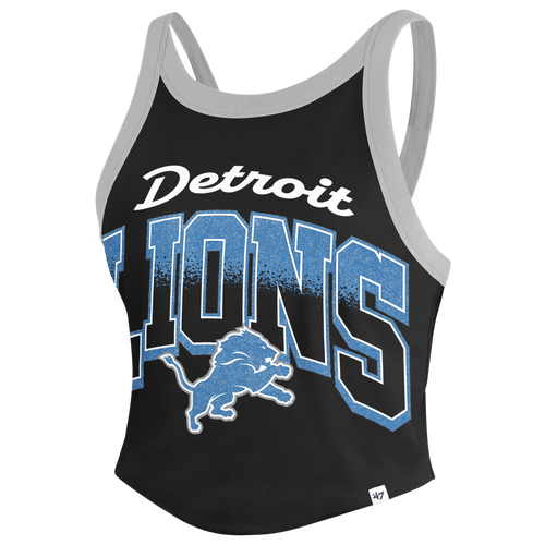 47 Brand Womens Detroit Lions Lions Shimmer Shadow Sporty Tank Top In Black