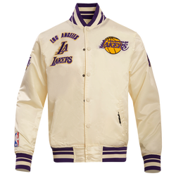 Men's - Pro Standard Los Angeles Lakers Retro Classic Satin Jacket - Eggshell/Purple