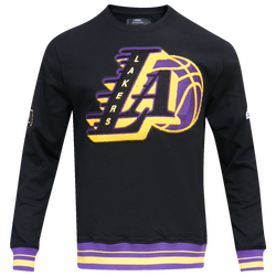 Men's - Pro Standard Los Angeles Lakers Mash Up Rib Fleece Crewneck - Black/Purple