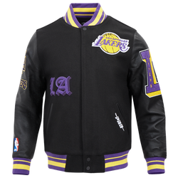 Men's - Pro Standard Los Angeles Lakers Old English Wool Varsity Jckt - Purple/Black