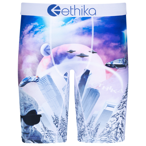 

Boys Ethika Ethika Graphic Briefs - Boys' Grade School White/Grey Size M