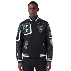 Men's - Pro Standard Milwaukee Bucks Mash Up Rib Wool Varsity Jacket - Black