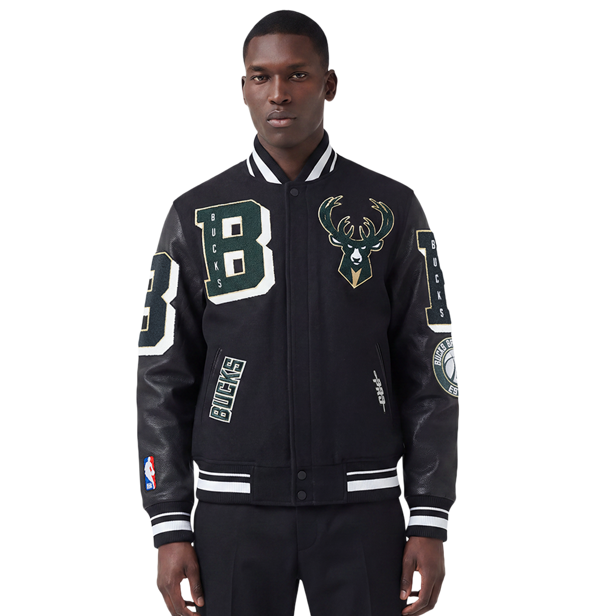 Pro Standard Milwaukee Bucks Mash Up Rib Wool Varsity Jacket - Men's