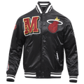 Pro Standard Miami Heat Mash Up Rib Satin Jacket - Pro Standard Black