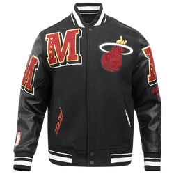 Men's - Pro Standard Miami Heat Mash Up Rib Wool Varsity Jacket - Black