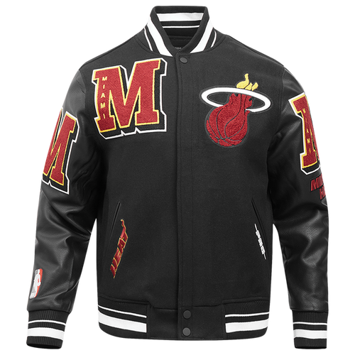 Pro Standard Mens Miami Heat Miami Heat Mash Up Rib Wool Varsity Jacket In Black