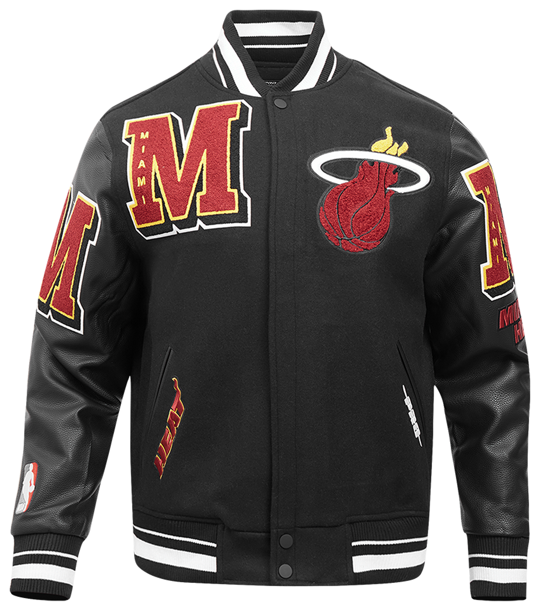 Pro Standard Miami Heat Mash Up Rib Wool Varsity Jacket - Men's