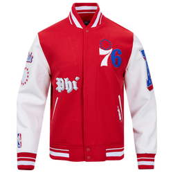 Men's - Pro Standard Philadelphia 76Ers Old English Wool Varsity Jckt - White/Red