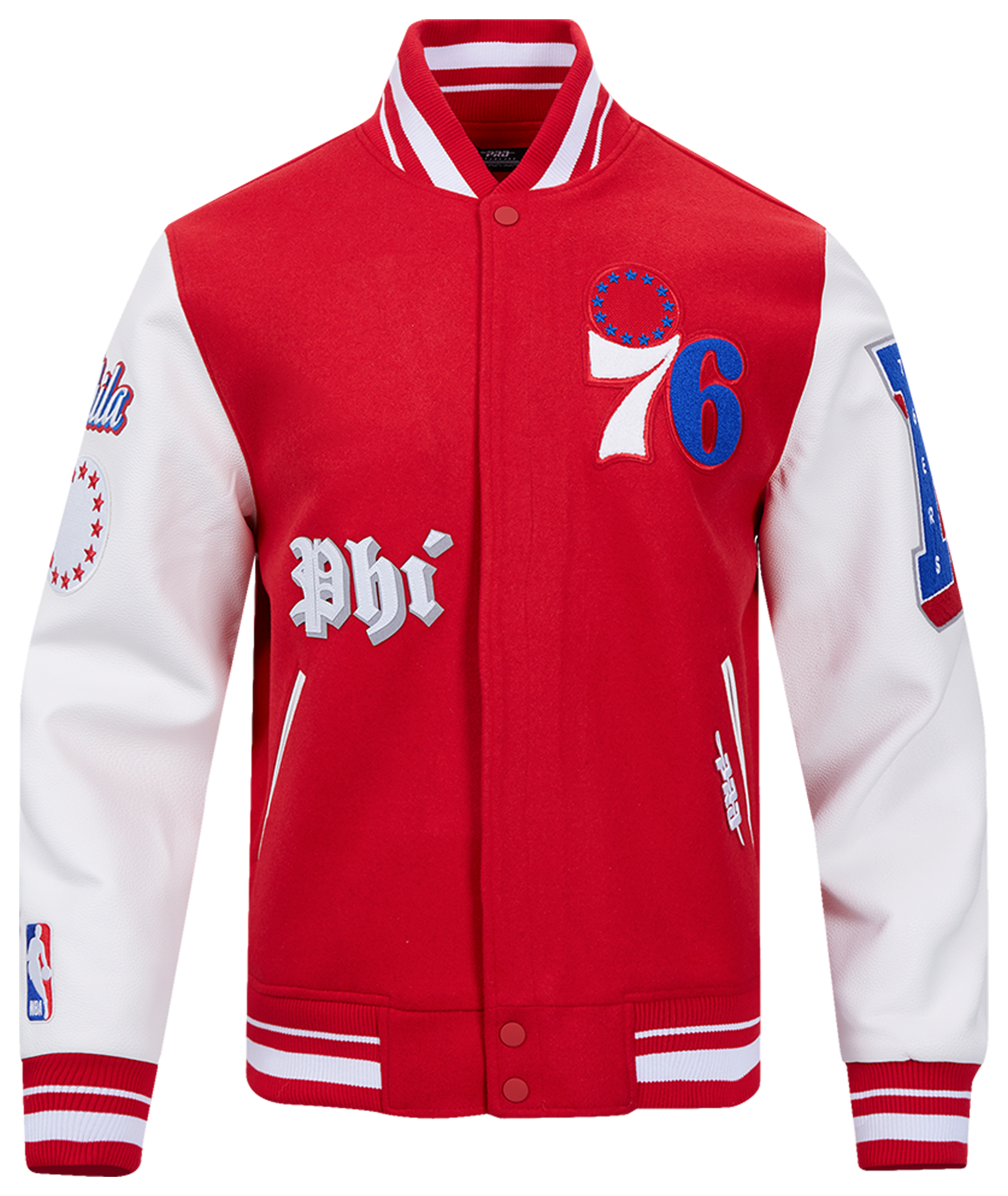 Pro Standard Philadelphia 76Ers Old English Wool Varsity Jckt - Men's