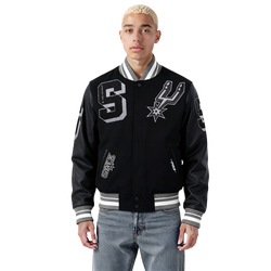 Men's - Pro Standard San Antonio Spurs Mash Up Wool Varsity Jacket - Black/Gray