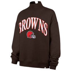 Women's - 47 Brand Browns Vantage Mock Neck PO Crew Swtr - Brown