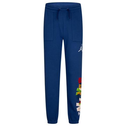 

Boys Jordan Jordan Messy Room Fleece Pants - Boys' Grade School French Blue/Tan Size XL