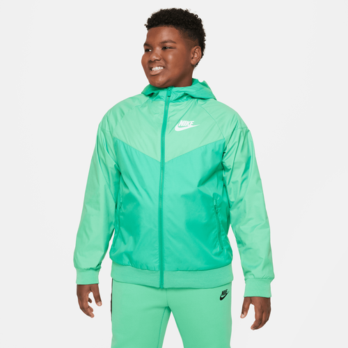 

Boys Nike Nike Windrunner Jacket - Boys' Grade School Spring Green/Aquarius Blue/Stadium Green Size M