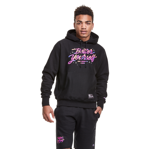 

Champion Mens Champion Its A Living Hoodie - Mens Black/Purple Size S
