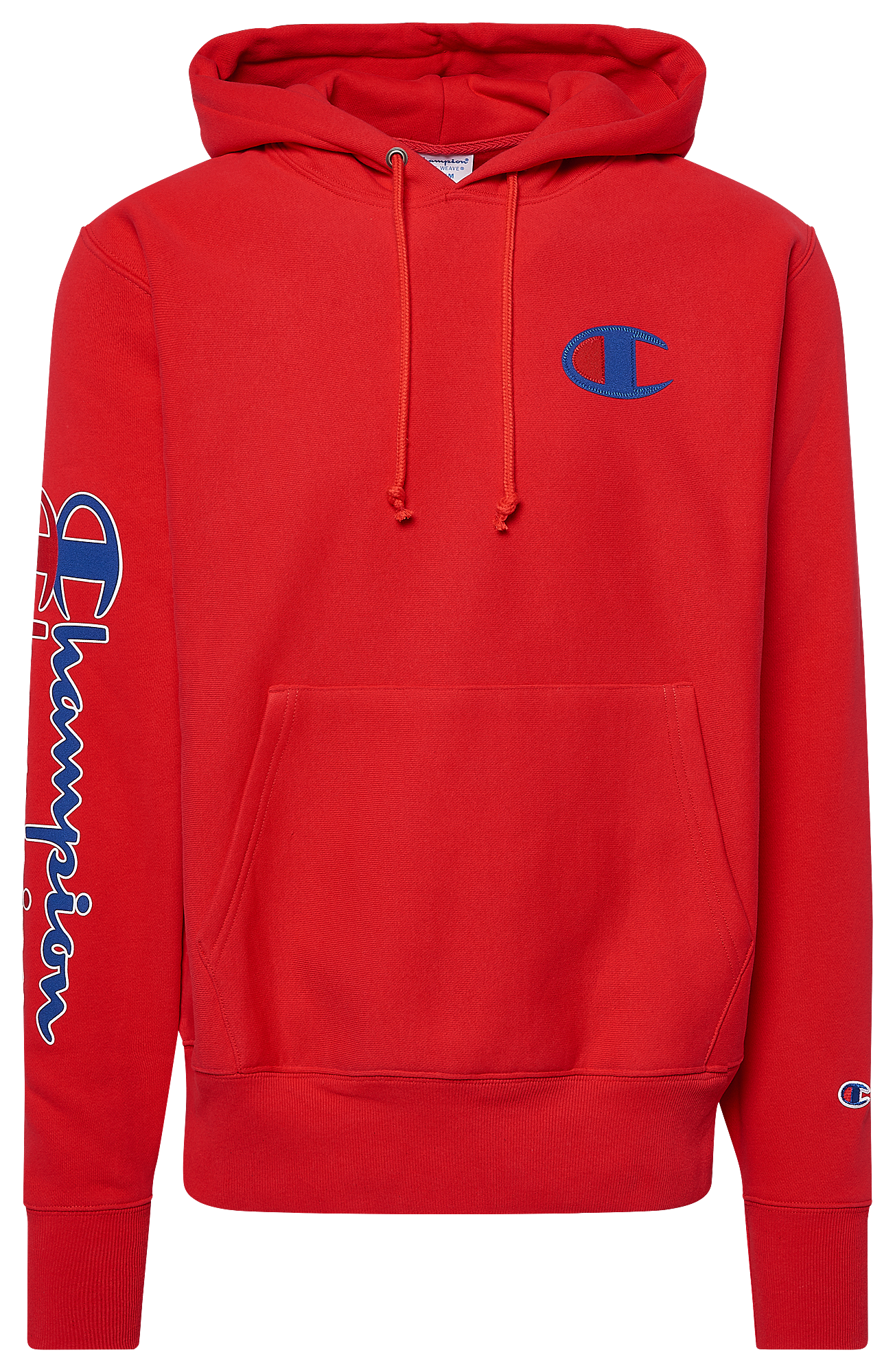 red champion script hoodie