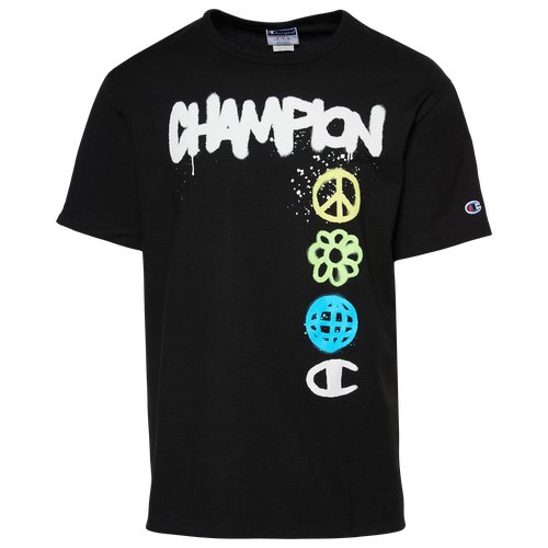 Champion Mens  Spray Paint T-shirt In Black/white